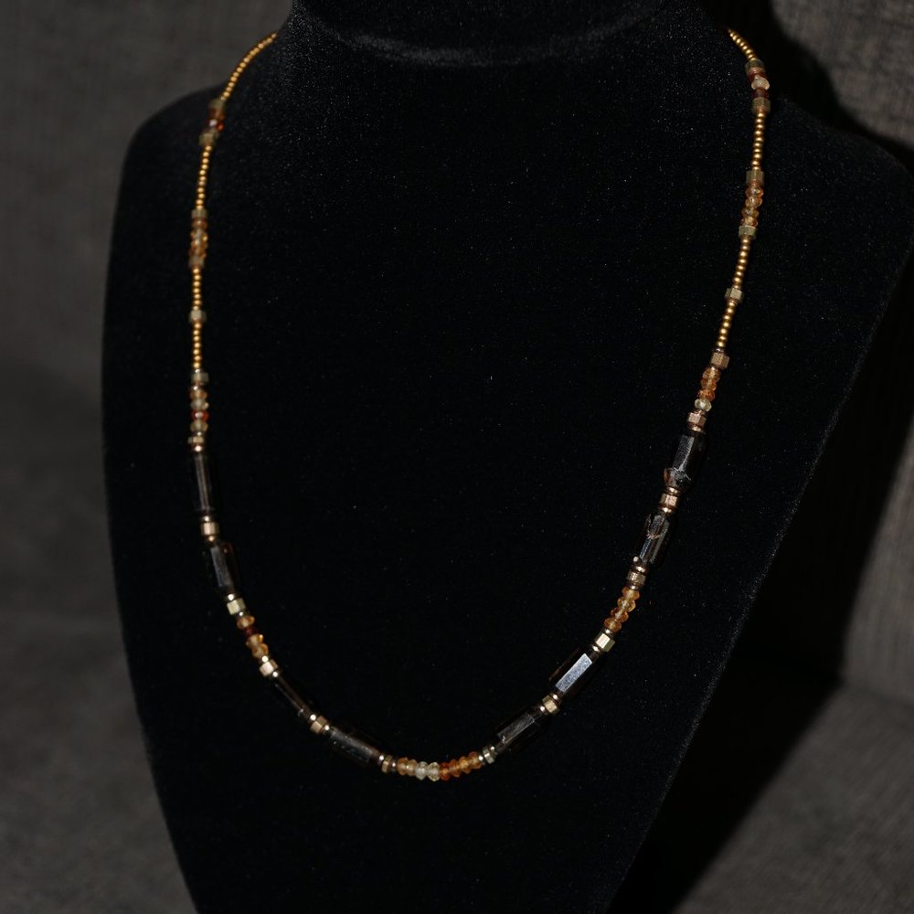 Smokey Quartz and Tourmaline Handmade Necklace.